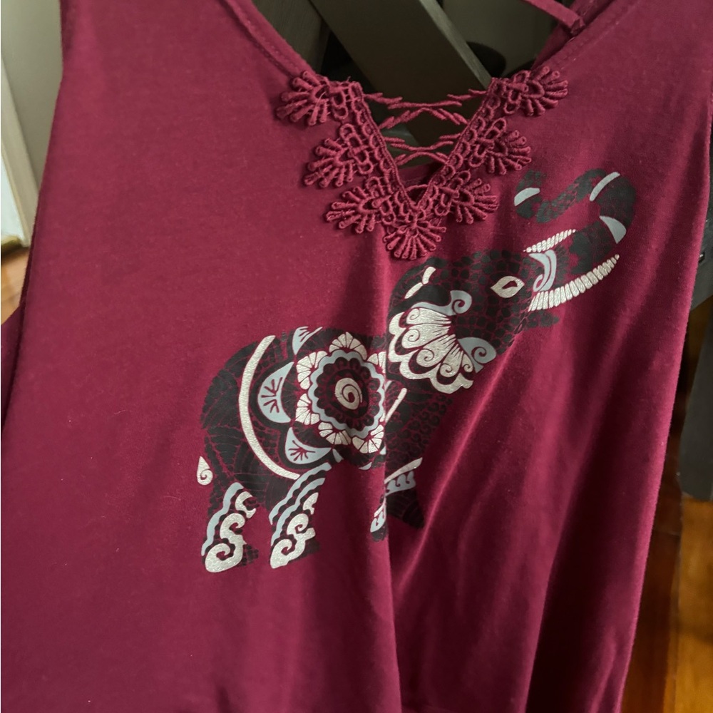 Red Embellished Cut Out Tank Top